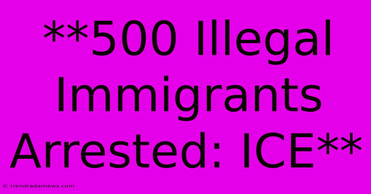 **500 Illegal Immigrants Arrested: ICE**