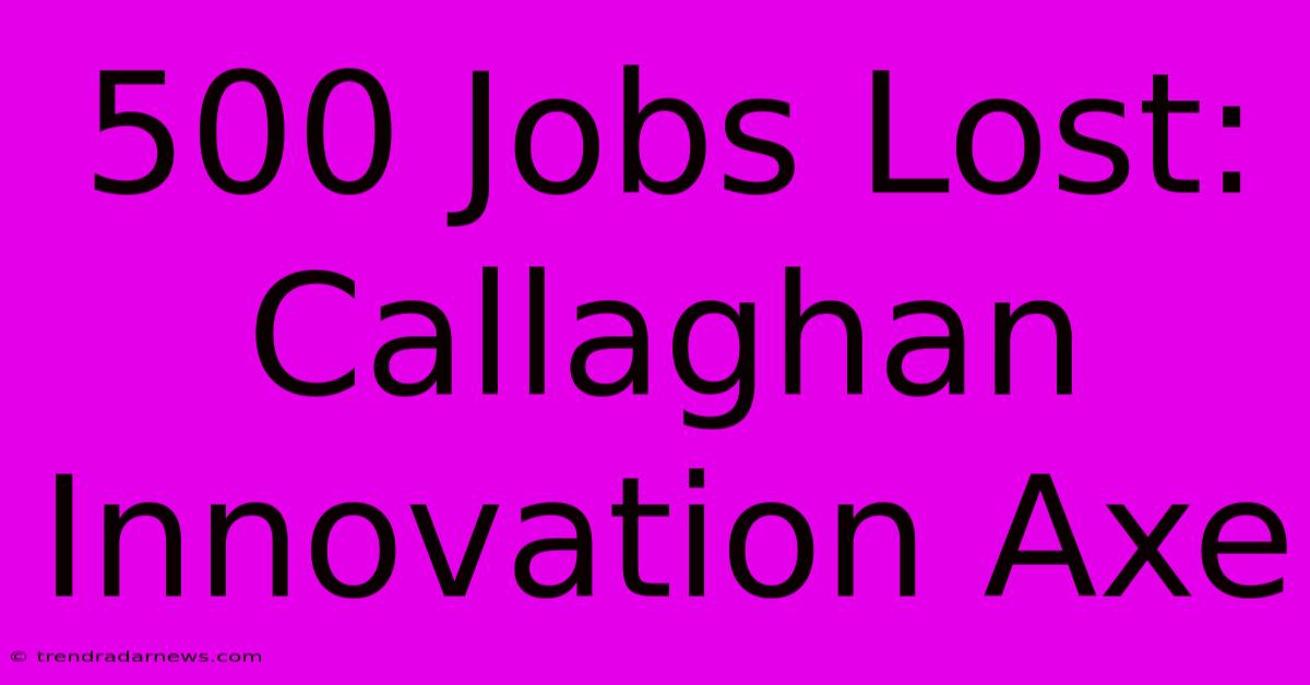 500 Jobs Lost: Callaghan Innovation Axe