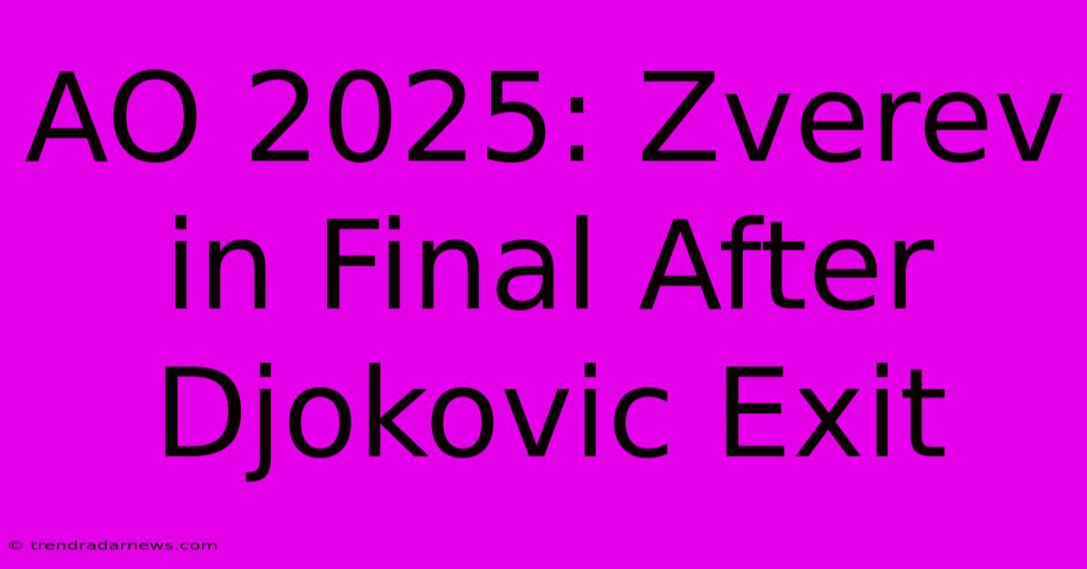 AO 2025: Zverev In Final After Djokovic Exit