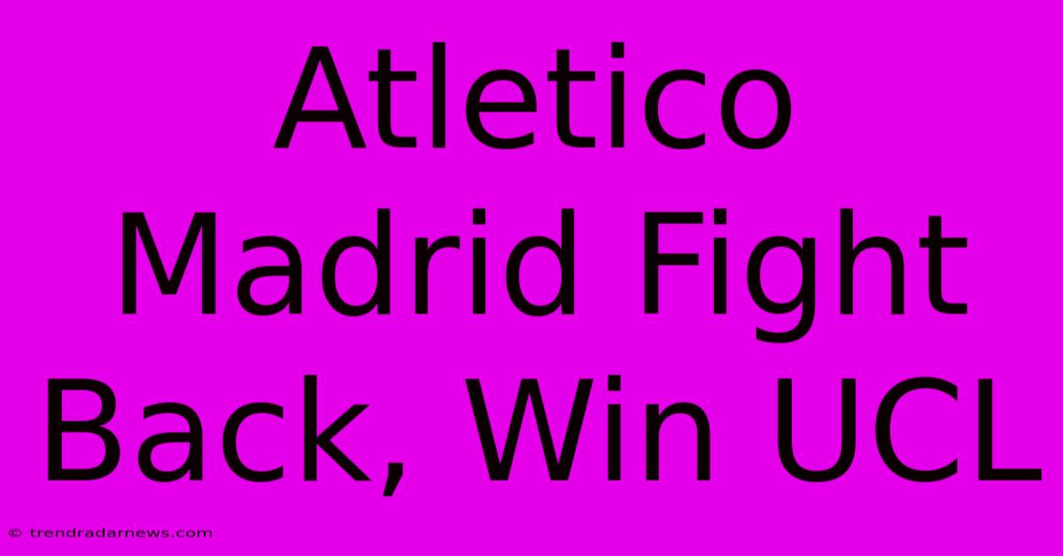 Atletico Madrid Fight Back, Win UCL