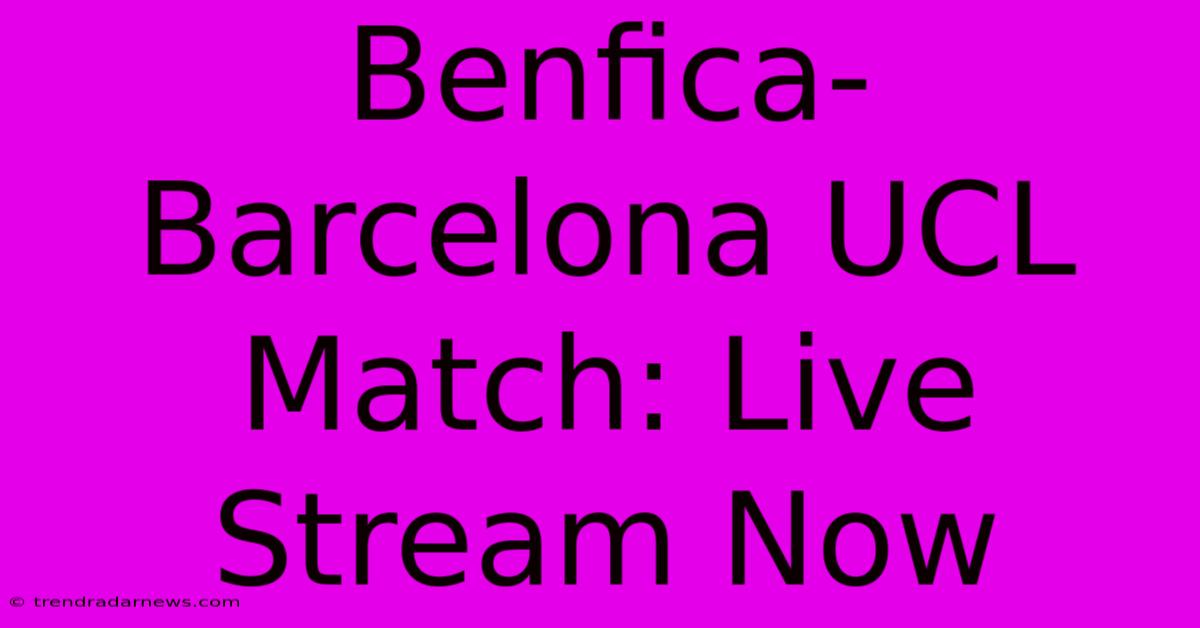 Benfica-Barcelona UCL Match: Live Stream Now