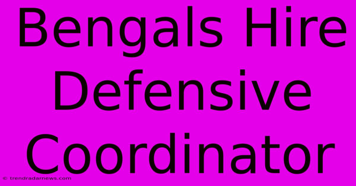 Bengals Hire Defensive Coordinator