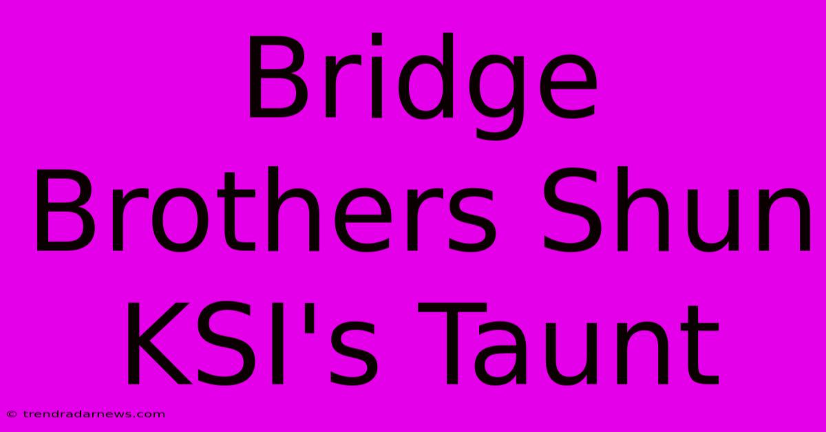 Bridge Brothers Shun KSI's Taunt