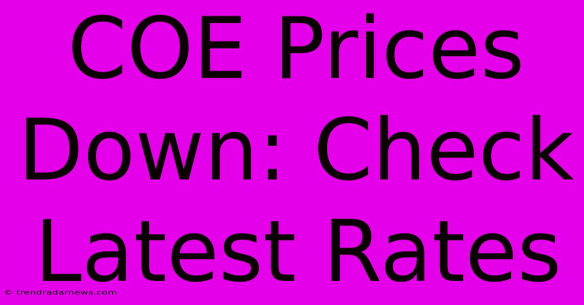 COE Prices Down: Check Latest Rates