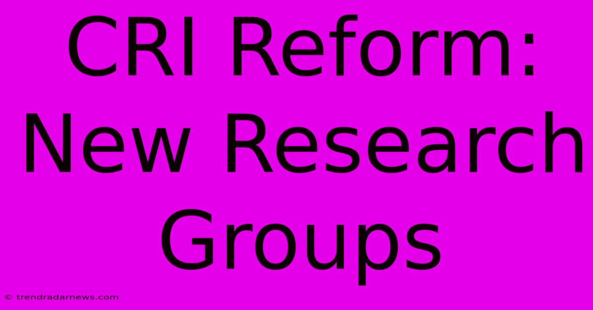 CRI Reform: New Research Groups