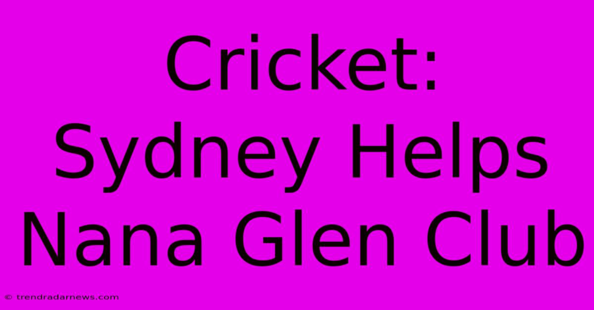 Cricket: Sydney Helps Nana Glen Club