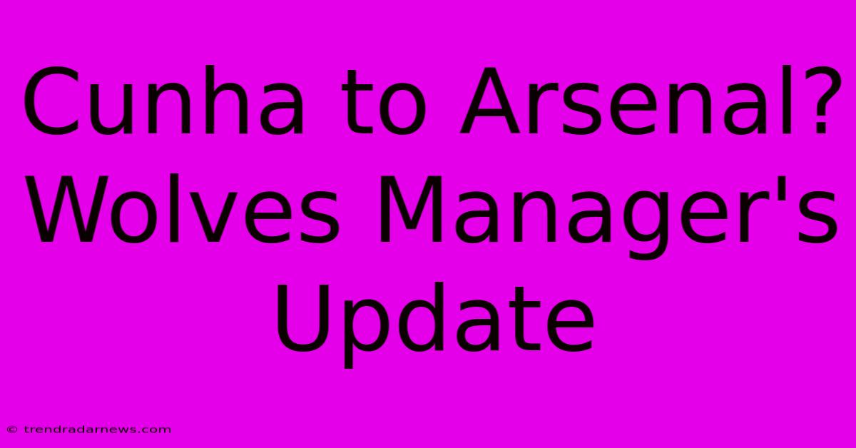 Cunha To Arsenal? Wolves Manager's Update