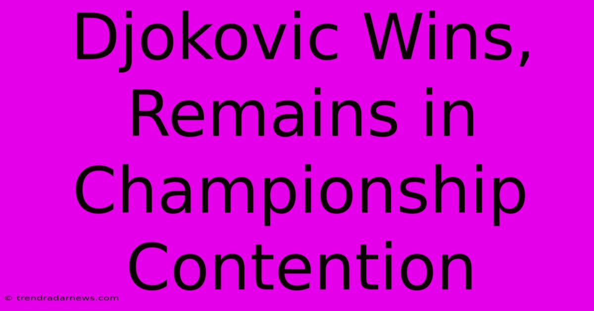 Djokovic Wins, Remains In Championship Contention