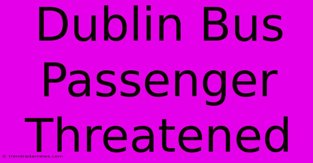 Dublin Bus Passenger Threatened