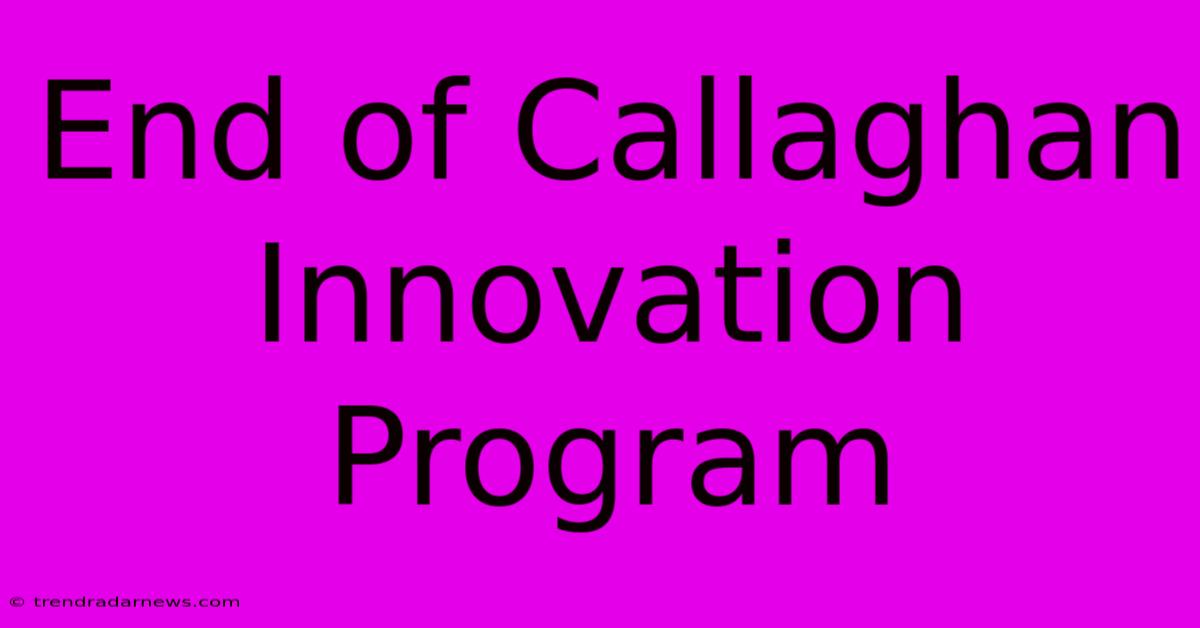 End Of Callaghan Innovation Program