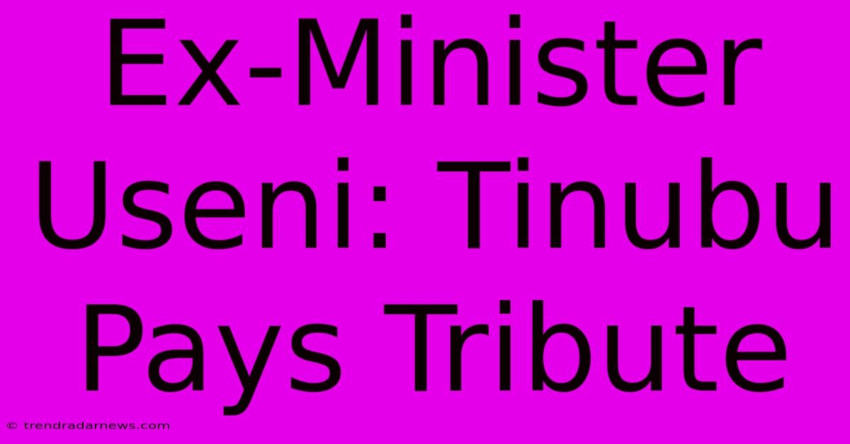 Ex-Minister Useni: Tinubu Pays Tribute