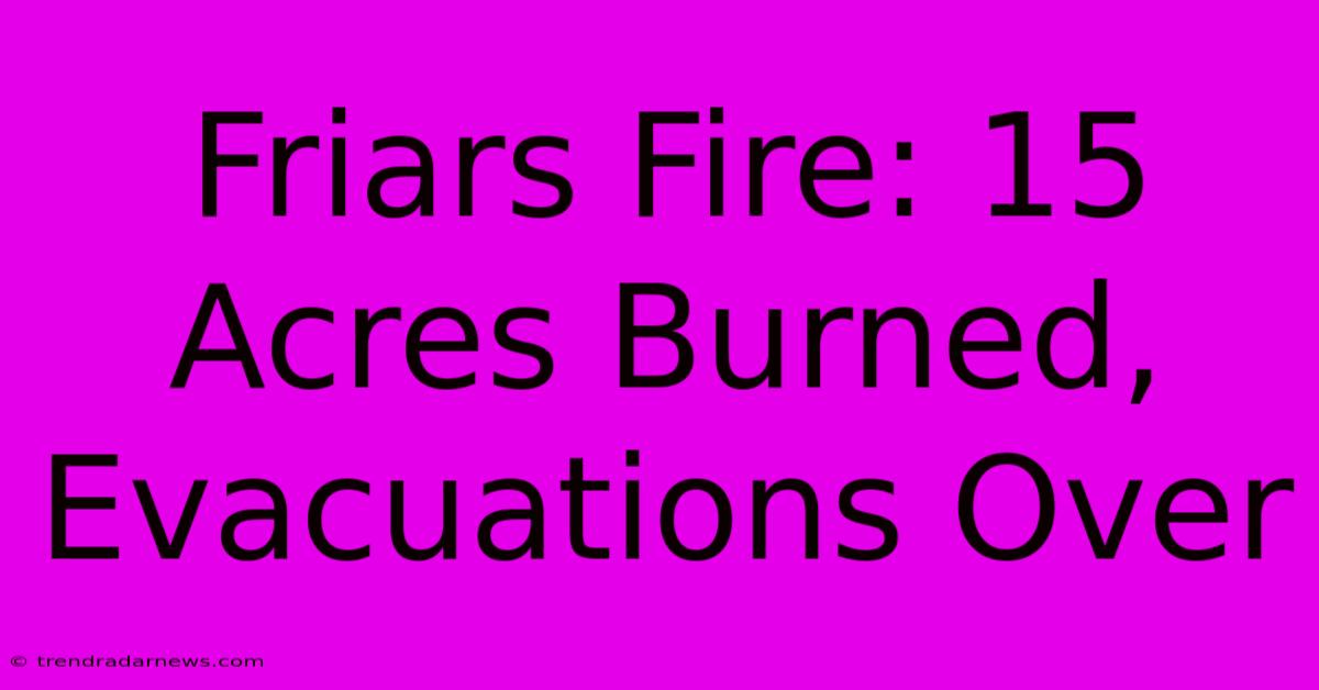 Friars Fire: 15 Acres Burned, Evacuations Over