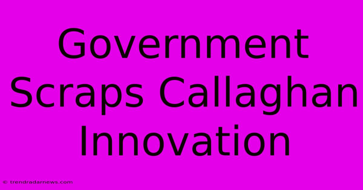 Government Scraps Callaghan Innovation