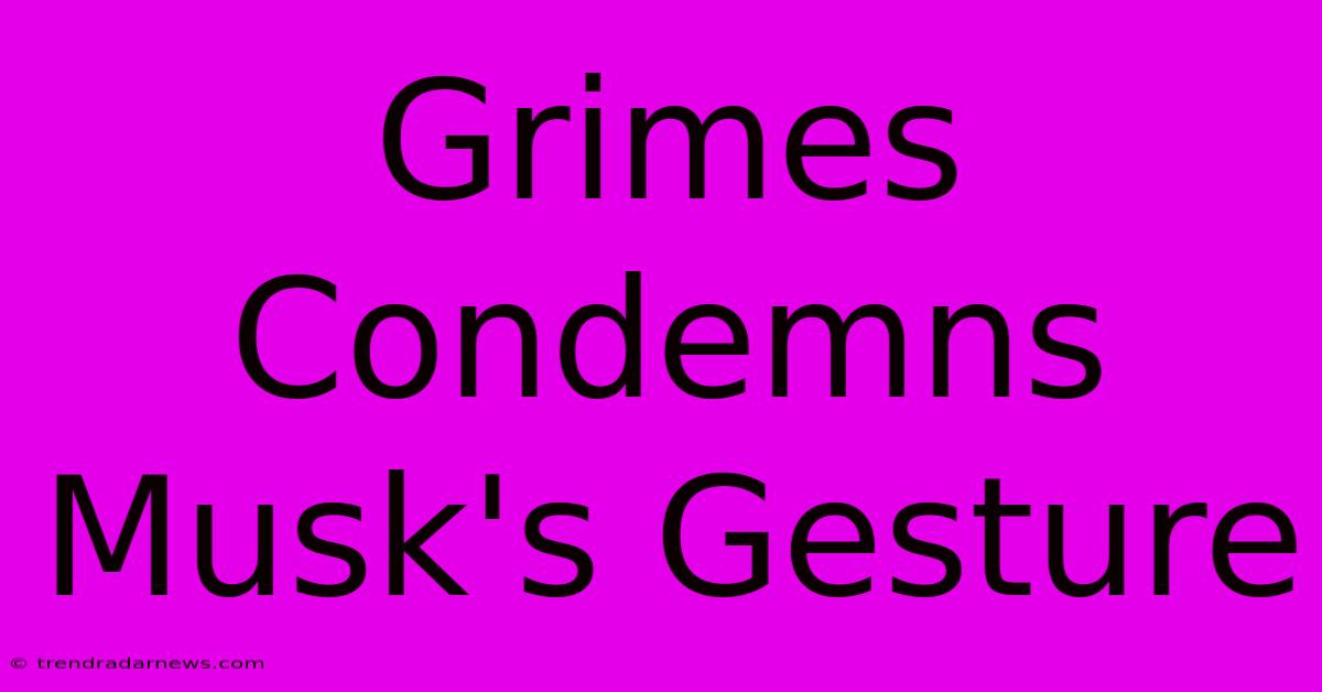 Grimes Condemns Musk's Gesture 