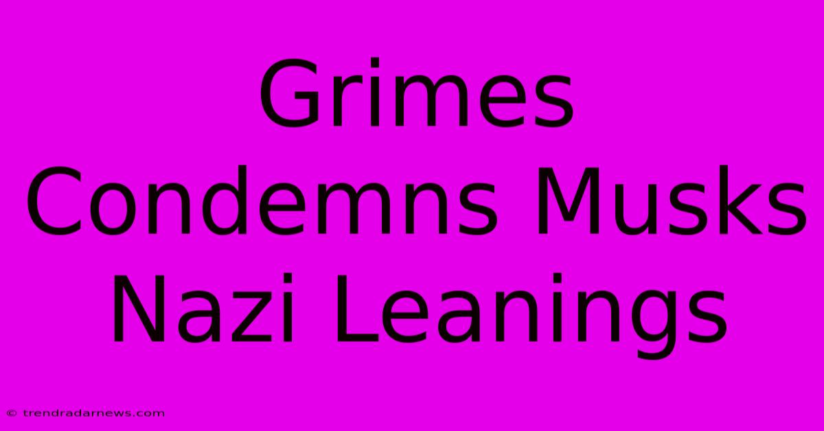 Grimes Condemns Musks Nazi Leanings