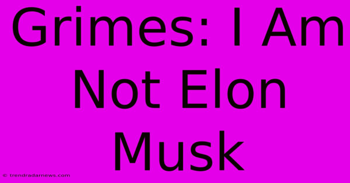 Grimes: I Am Not Elon Musk