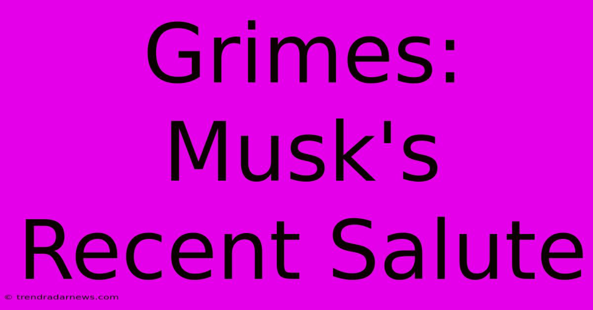 Grimes: Musk's Recent Salute