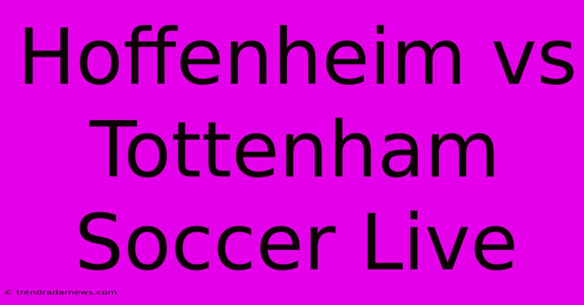 Hoffenheim Vs Tottenham Soccer Live