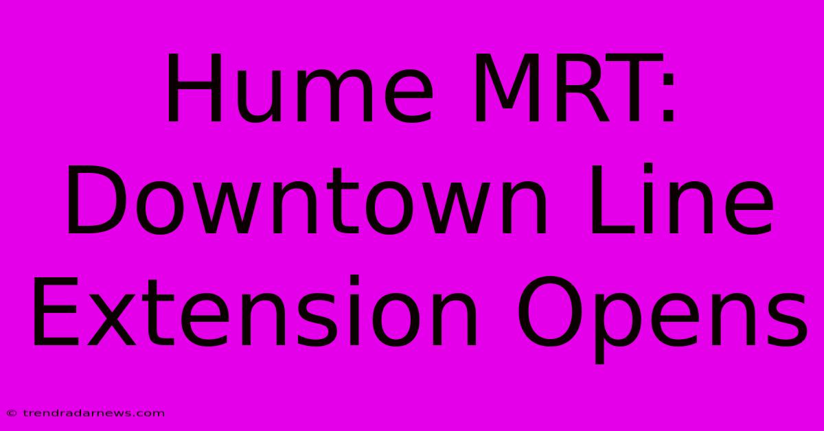 Hume MRT: Downtown Line Extension Opens