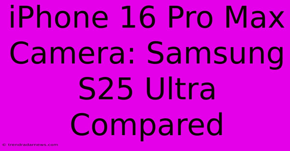 IPhone 16 Pro Max Camera: Samsung S25 Ultra Compared