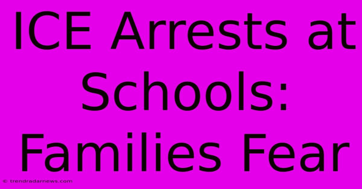 ICE Arrests At Schools: Families Fear