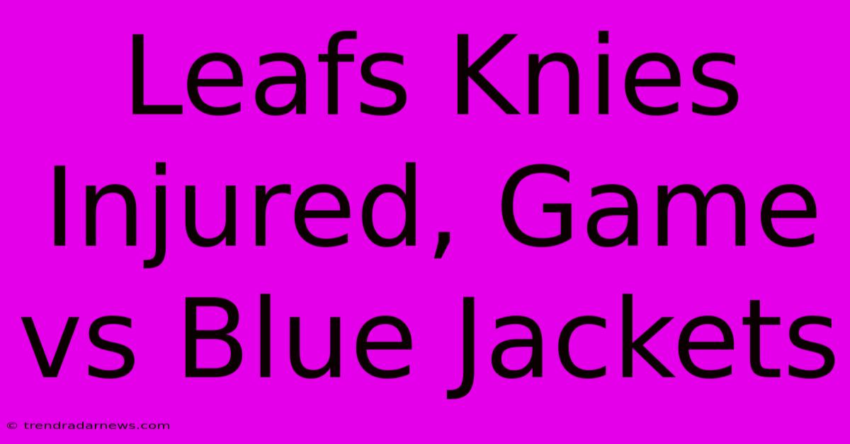 Leafs Knies Injured, Game Vs Blue Jackets