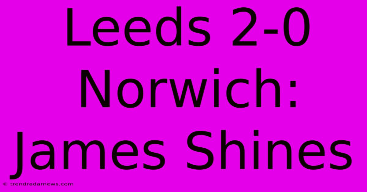 Leeds 2-0 Norwich: James Shines