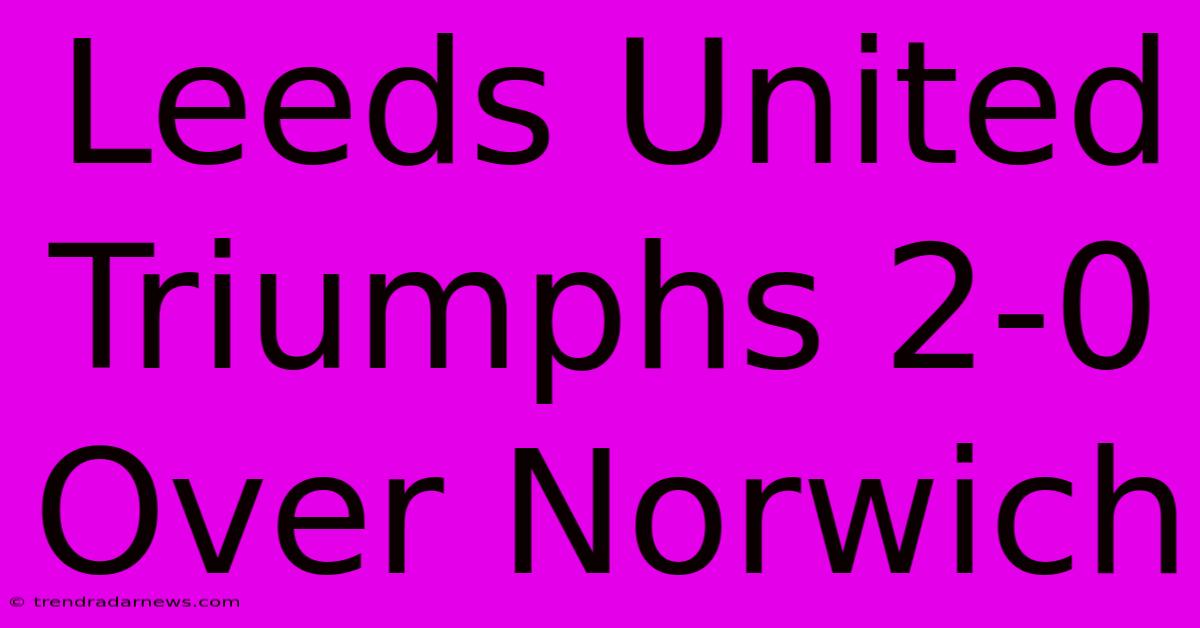 Leeds United Triumphs 2-0 Over Norwich