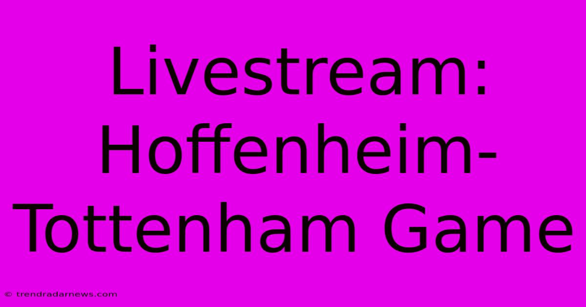 Livestream: Hoffenheim-Tottenham Game