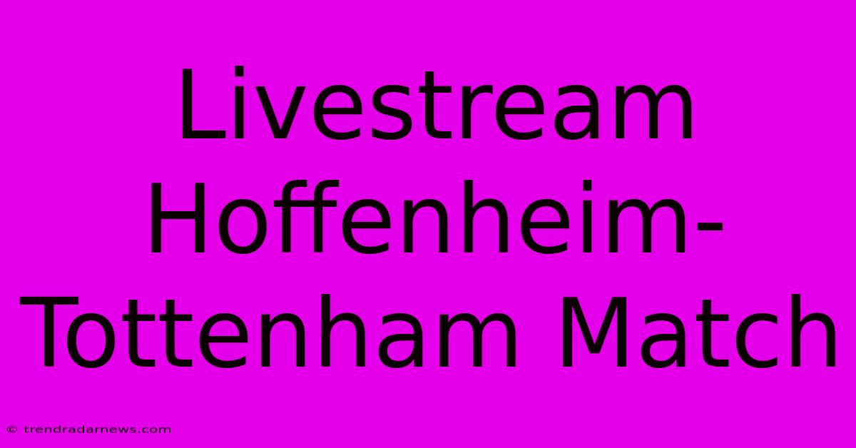 Livestream Hoffenheim-Tottenham Match