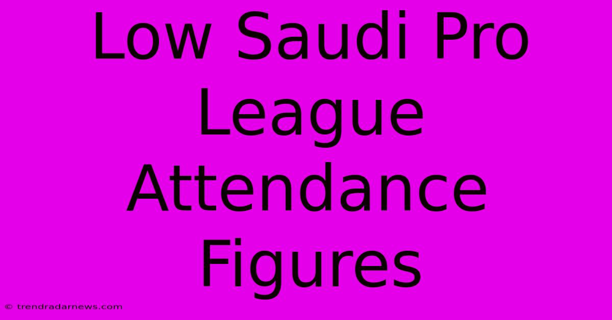 Low Saudi Pro League Attendance Figures