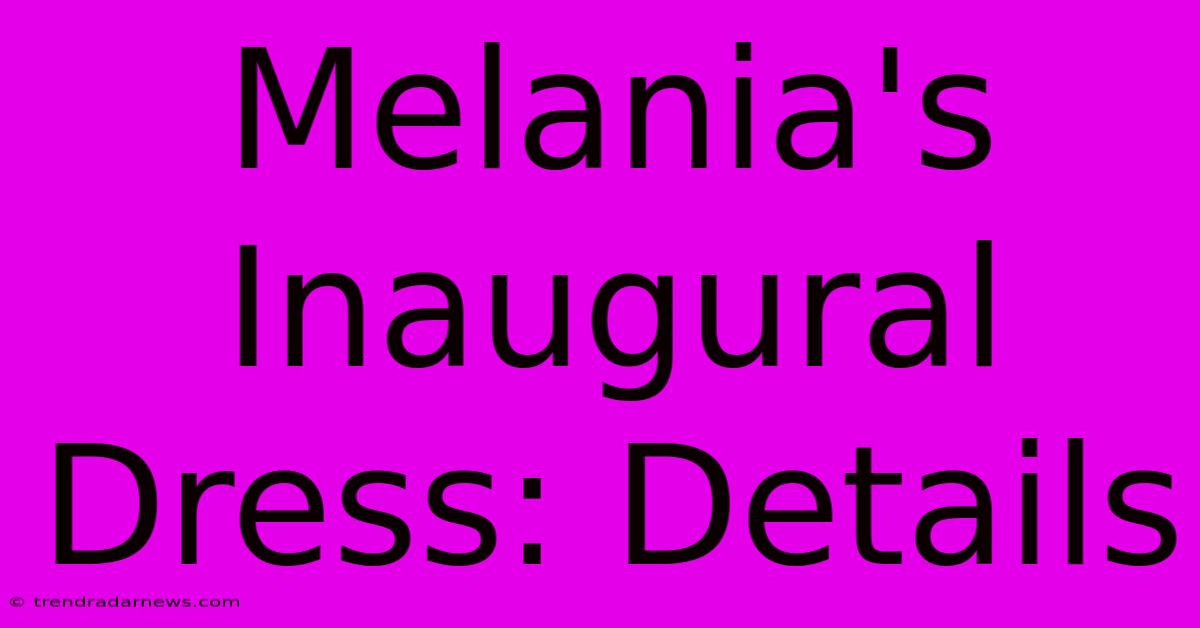 Melania's Inaugural Dress: Details