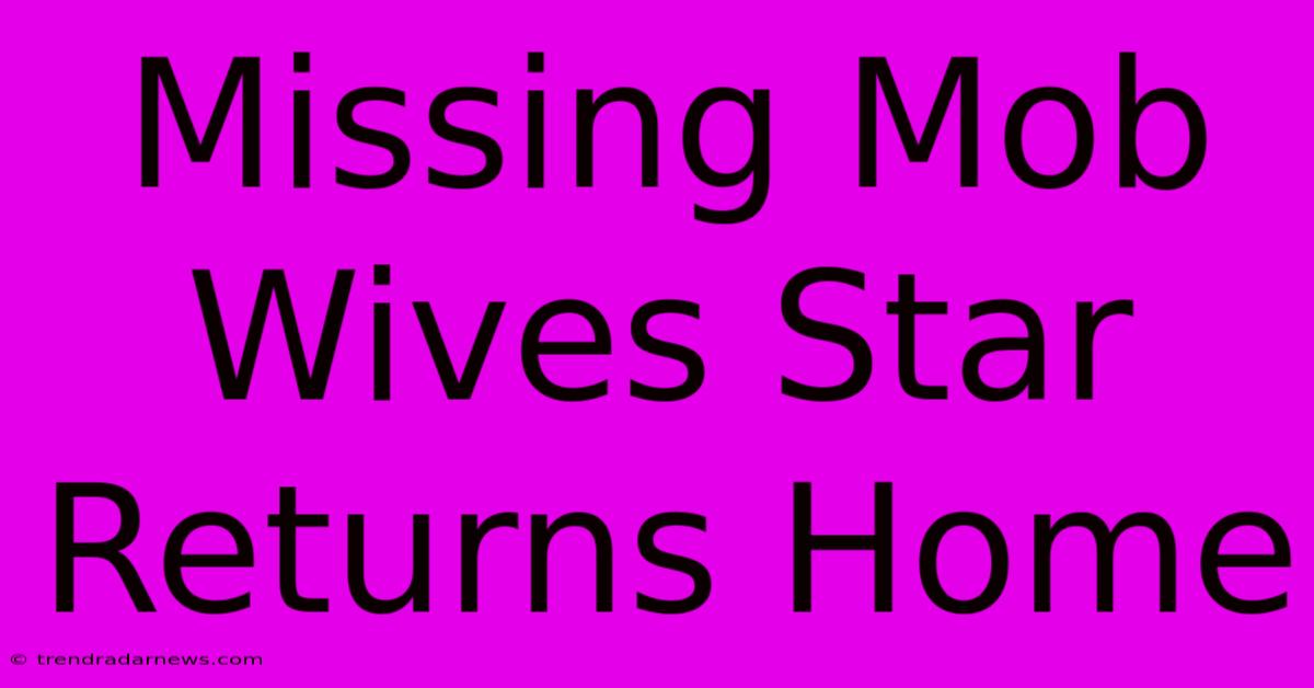 Missing Mob Wives Star Returns Home