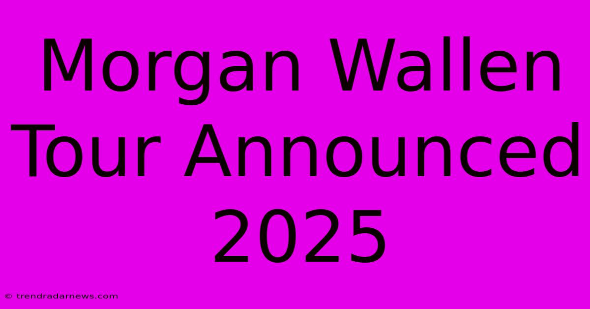 Morgan Wallen Tour Announced 2025