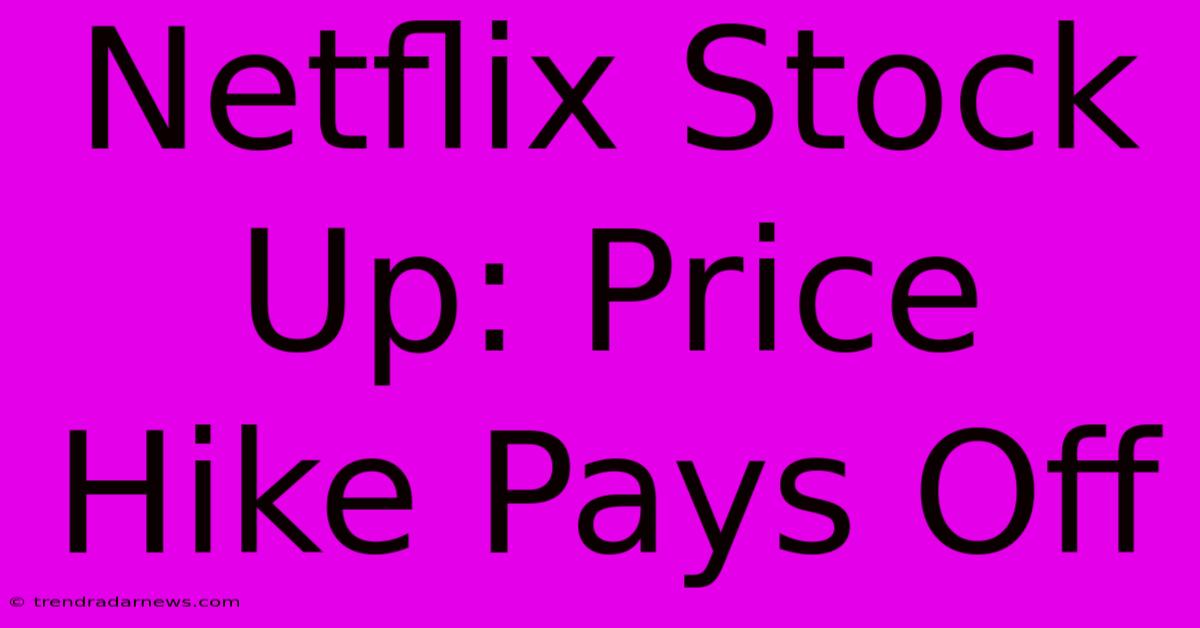 Netflix Stock Up: Price Hike Pays Off