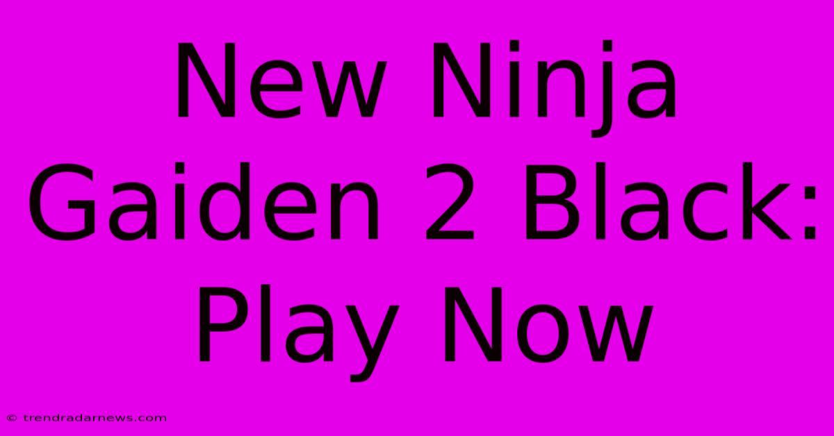 New Ninja Gaiden 2 Black: Play Now