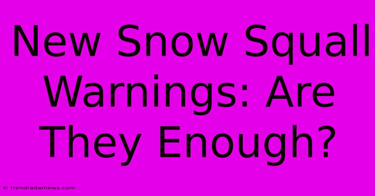 New Snow Squall Warnings: Are They Enough?