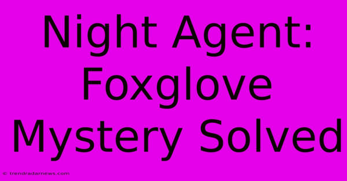 Night Agent: Foxglove Mystery Solved