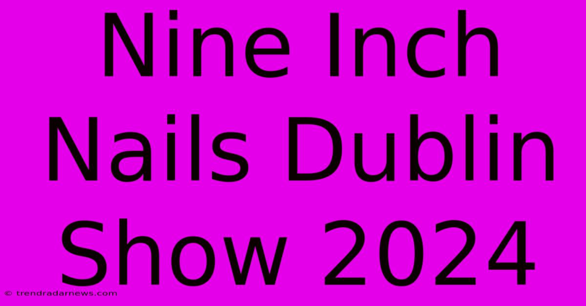 Nine Inch Nails Dublin Show 2024