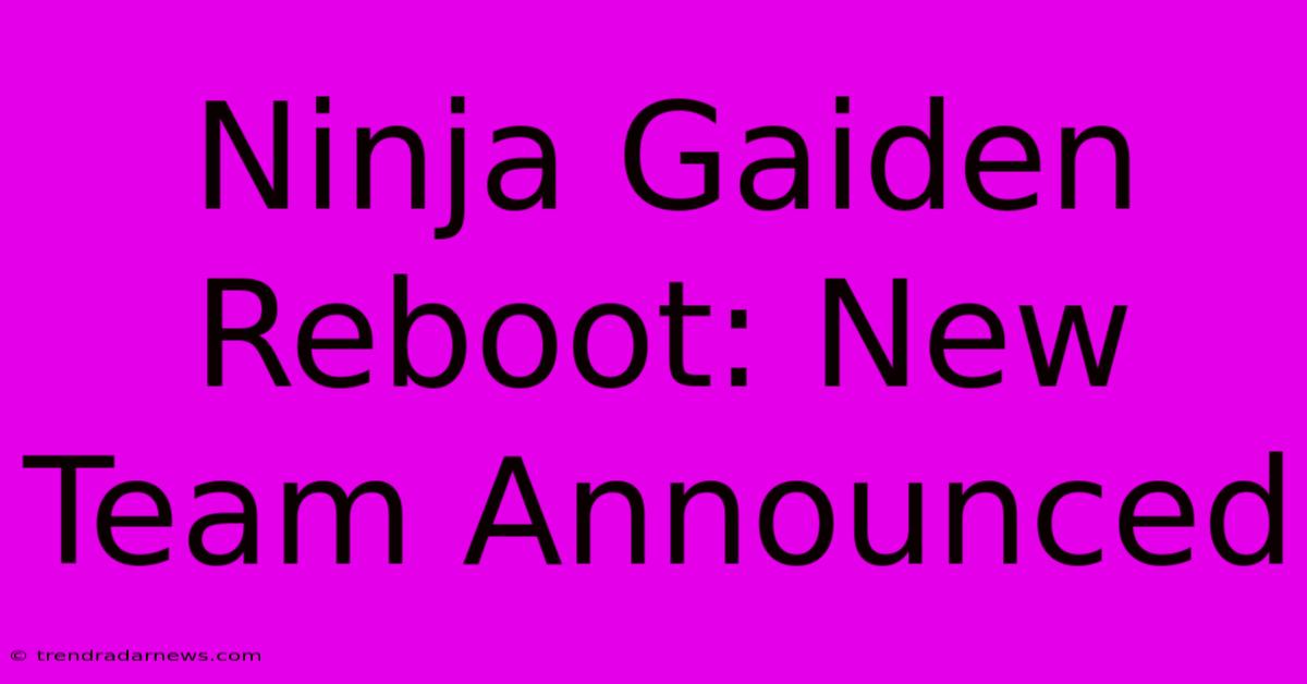 Ninja Gaiden Reboot: New Team Announced