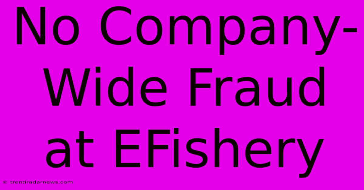 No Company-Wide Fraud At EFishery