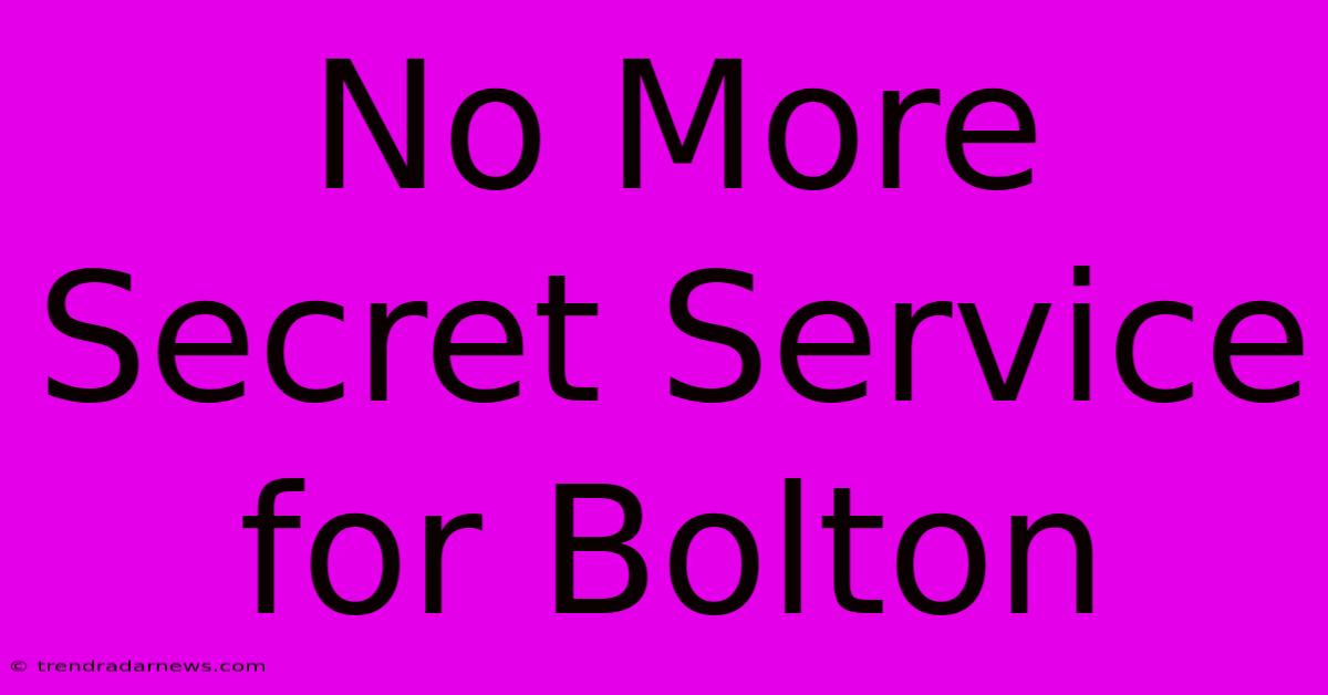 No More Secret Service For Bolton