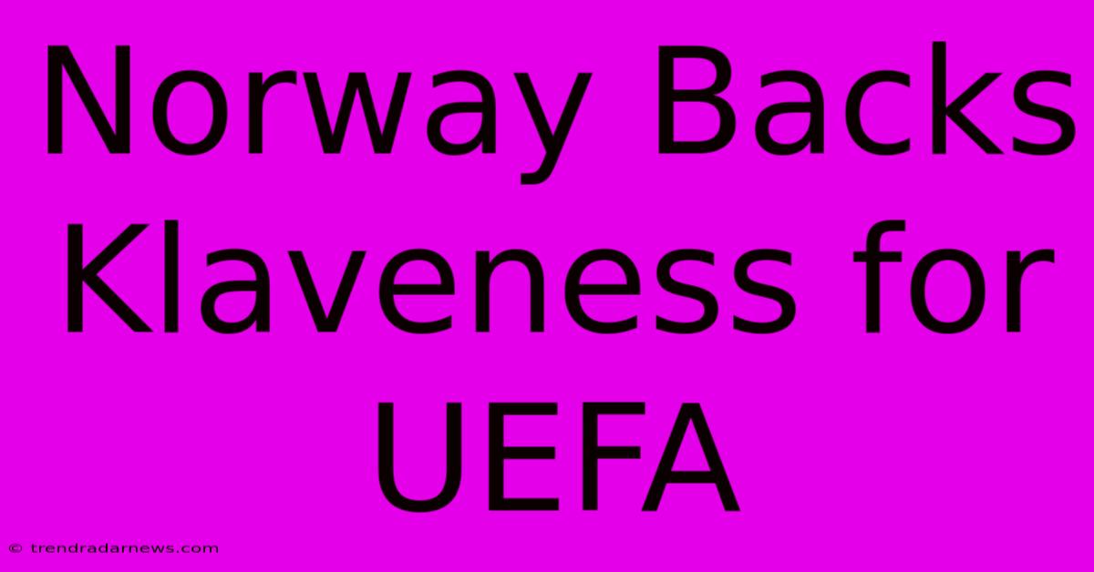 Norway Backs Klaveness For UEFA