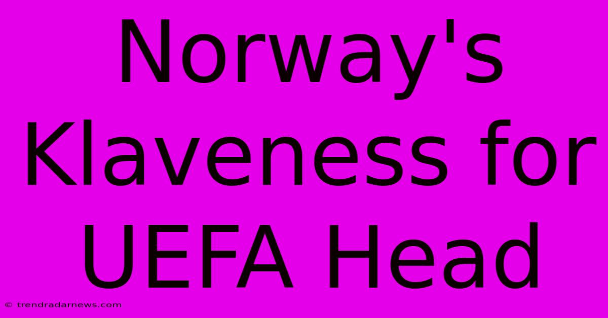 Norway's Klaveness For UEFA Head