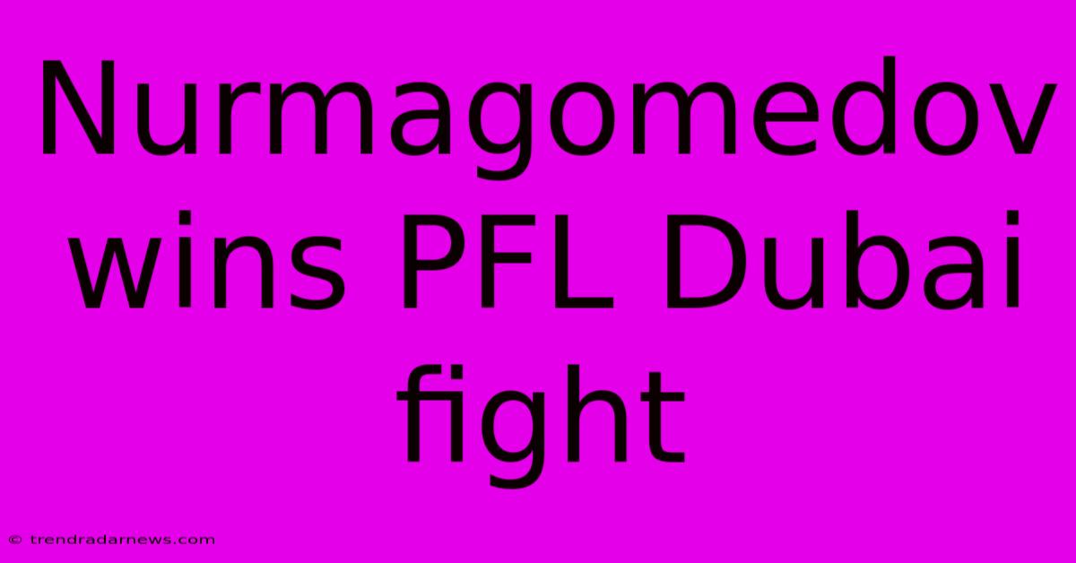 Nurmagomedov Wins PFL Dubai Fight