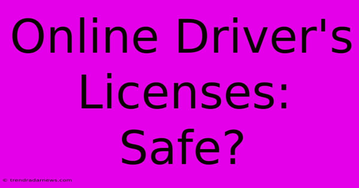 Online Driver's Licenses: Safe?