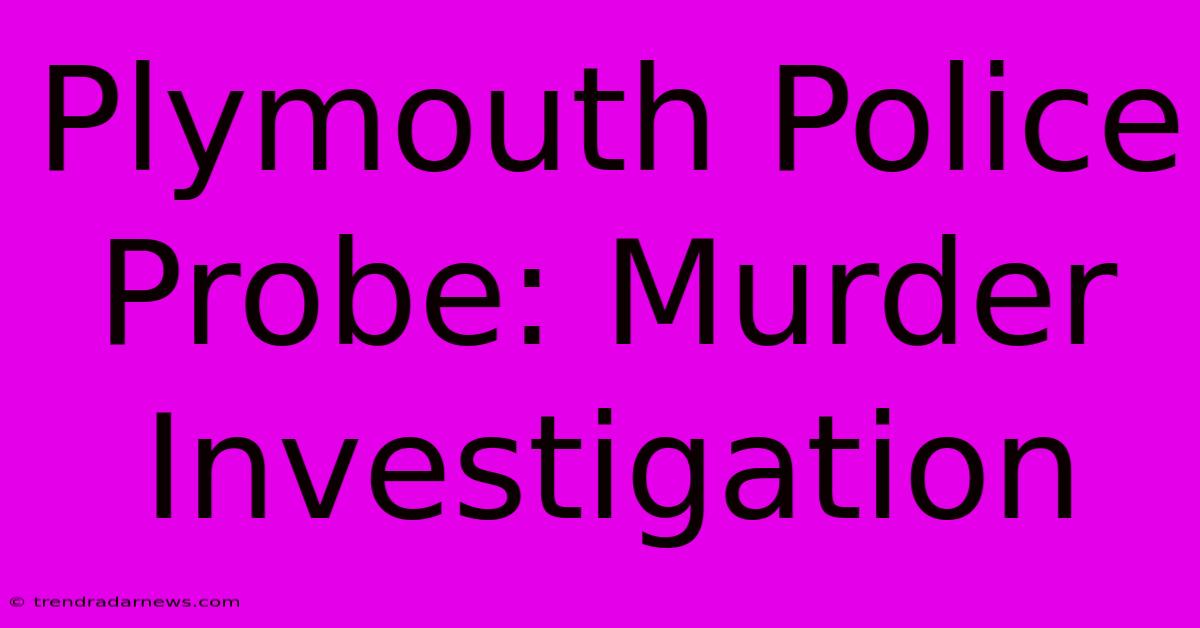 Plymouth Police Probe: Murder Investigation