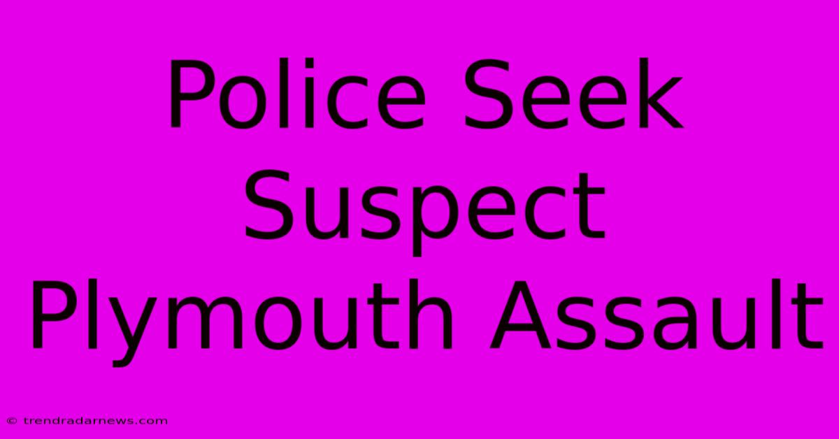 Police Seek Suspect Plymouth Assault