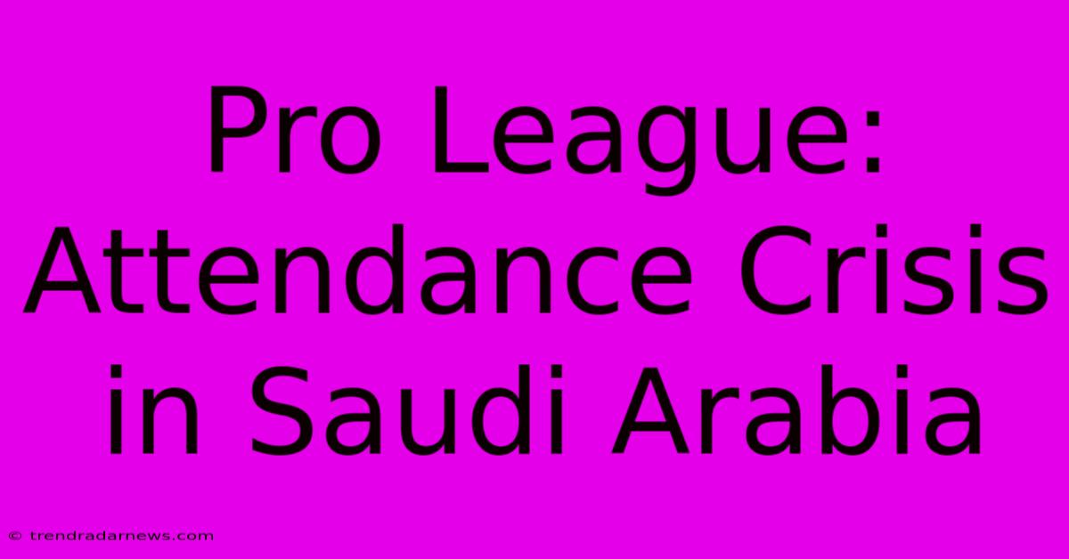 Pro League: Attendance Crisis In Saudi Arabia