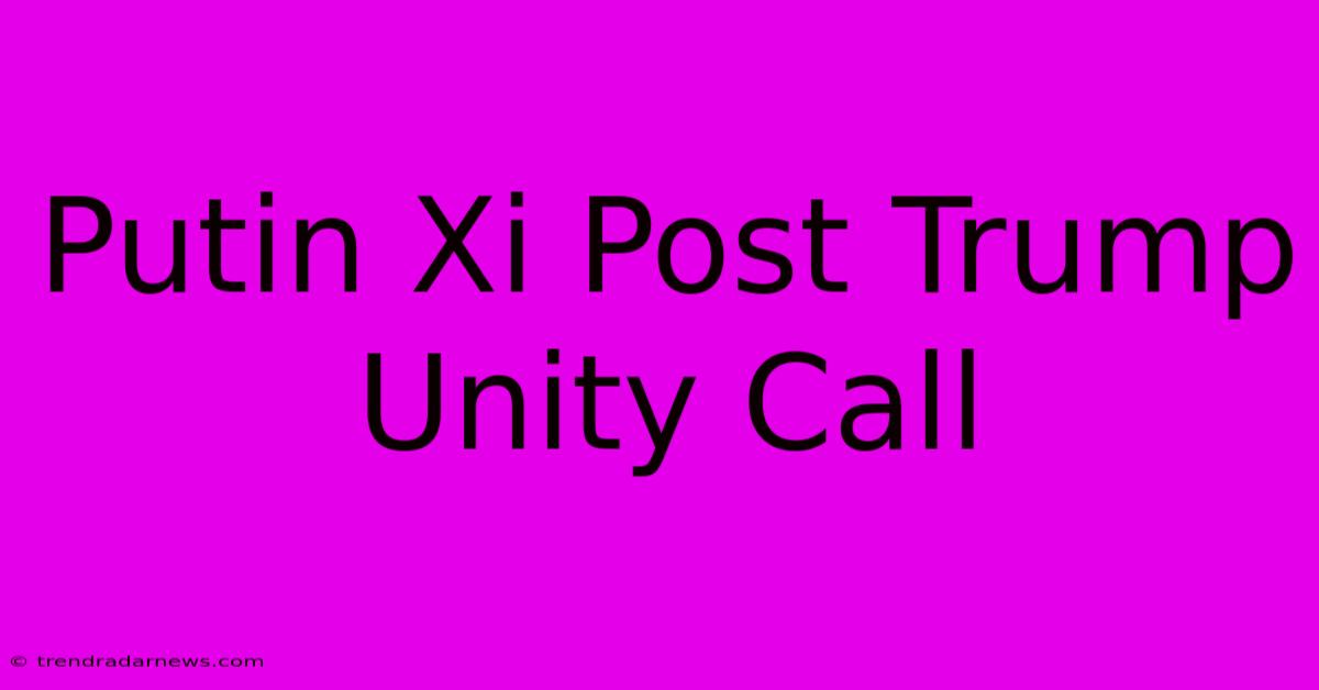 Putin Xi Post Trump Unity Call